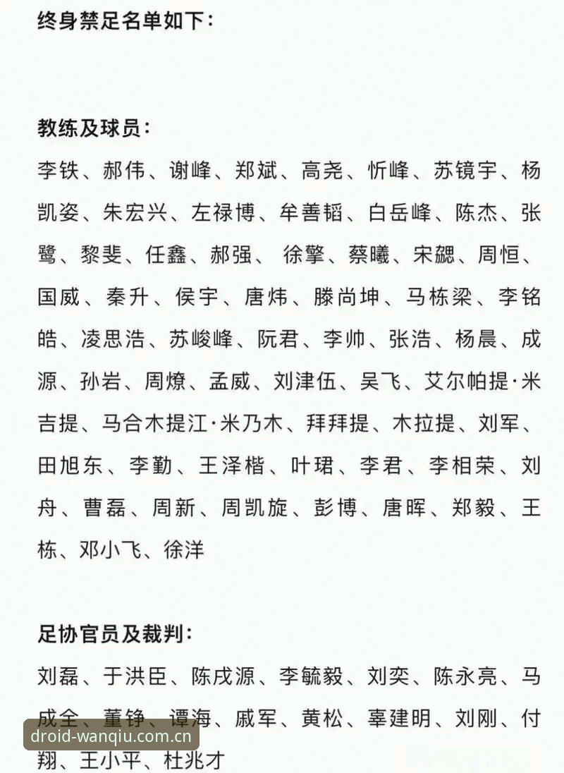 足协第三批禁足名单详解：65人受罚背后的足球反腐风暴